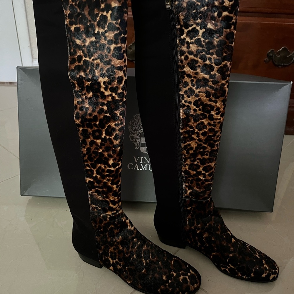 Vince Camuto leopard boots.